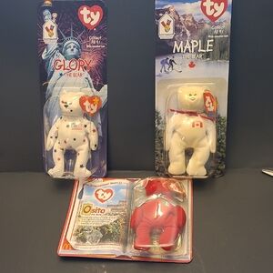 Ty Beanie Babies Glory, Maple, and Osito Bears